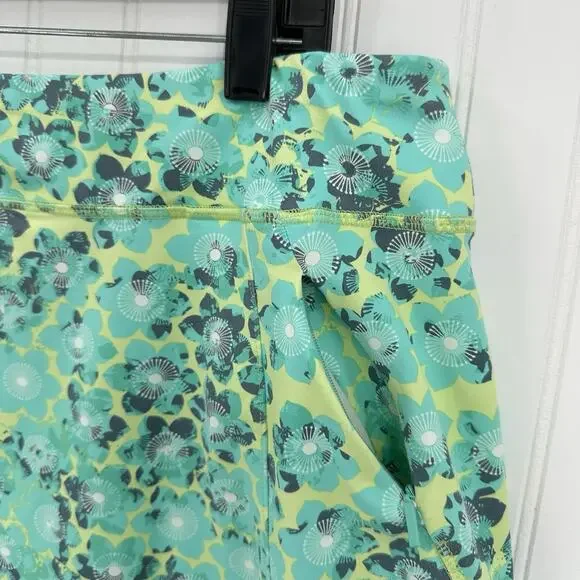 Title Nine Skirt Womens XL Diamalete Green Mint Floral Zip Pockets Golf EUC - Picture 2 of 8